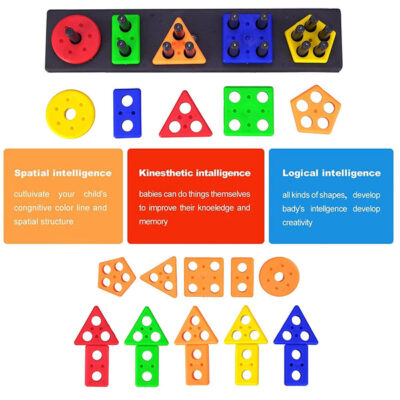 Multicolor Plastic Geometric Block Puzzle (Logic Games) - Image 8