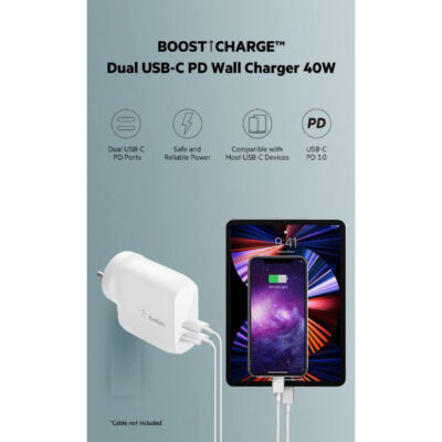 Belkin Boost Dual Wall Fast Charger 40W - Image 2